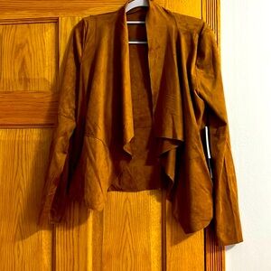 Brand new w/ tag womens light suede tan jacket with gunmetal zippers size S